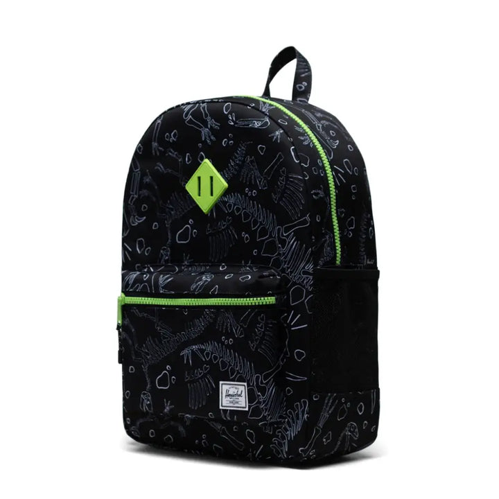 Herschel Heritage Youth XL Diggin' Up Dinos Black תיק גב לילדים הרשל הריטאג' הדפס דינוזאורים