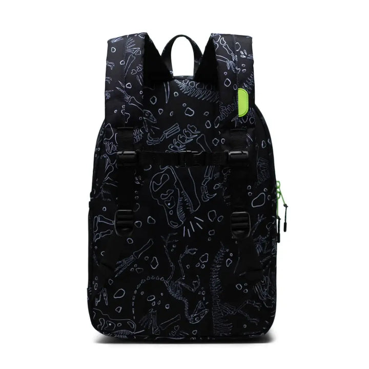 Herschel Heritage Youth XL Diggin' Up Dinos Black תיק גב לילדים הרשל הריטאג' הדפס דינוזאורים