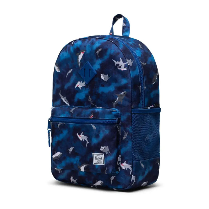 Herschel Heritage Youth XL Emperial Sharks Mazarine Blue תיק גב לילדים הרשל הריטאג' כרישים