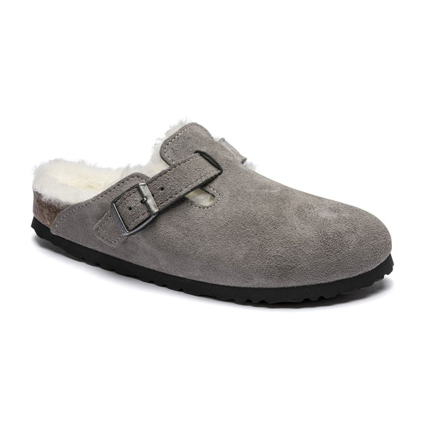 Birkenstock Boston VL/Shearling Stone Coin כפכפי בירקנשטוק פרוותיות לאישה