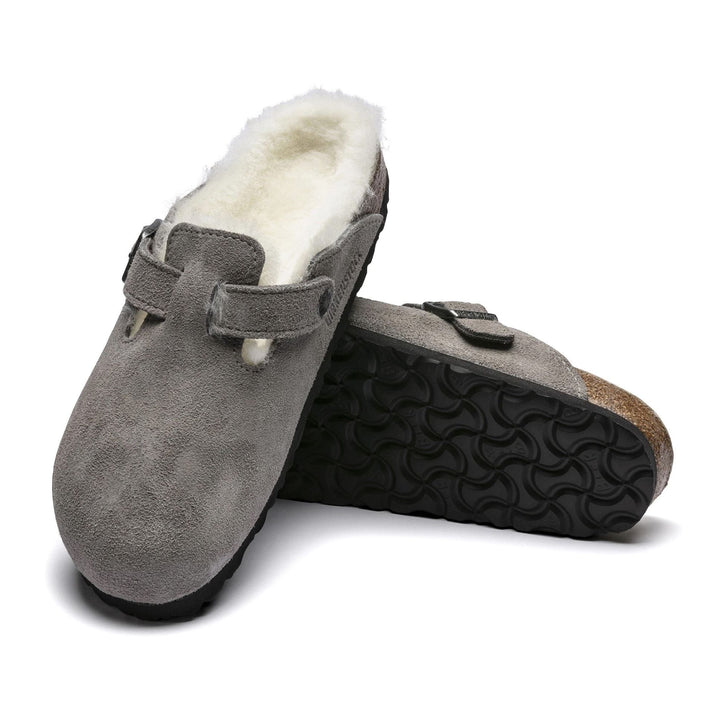 Birkenstock Boston VL/Shearling Stone Coin כפכפי בירקנשטוק פרוותיות לאישה