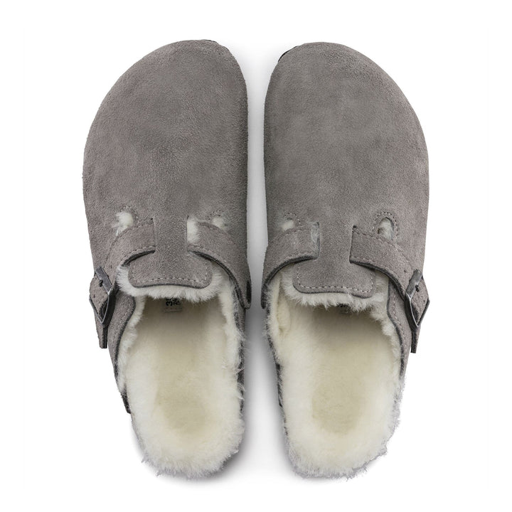 Birkenstock Boston VL/Shearling Stone Coin כפכפי בירקנשטוק פרוותיות לאישה