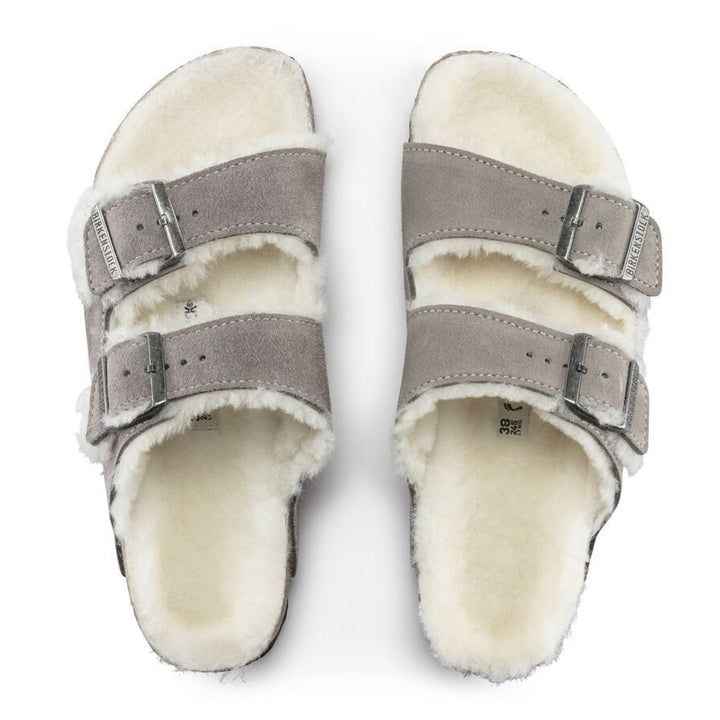 Birkenstock Arizona Shearling Stone Coin כפכפי בירקנשטוק פרוותיות לאישה