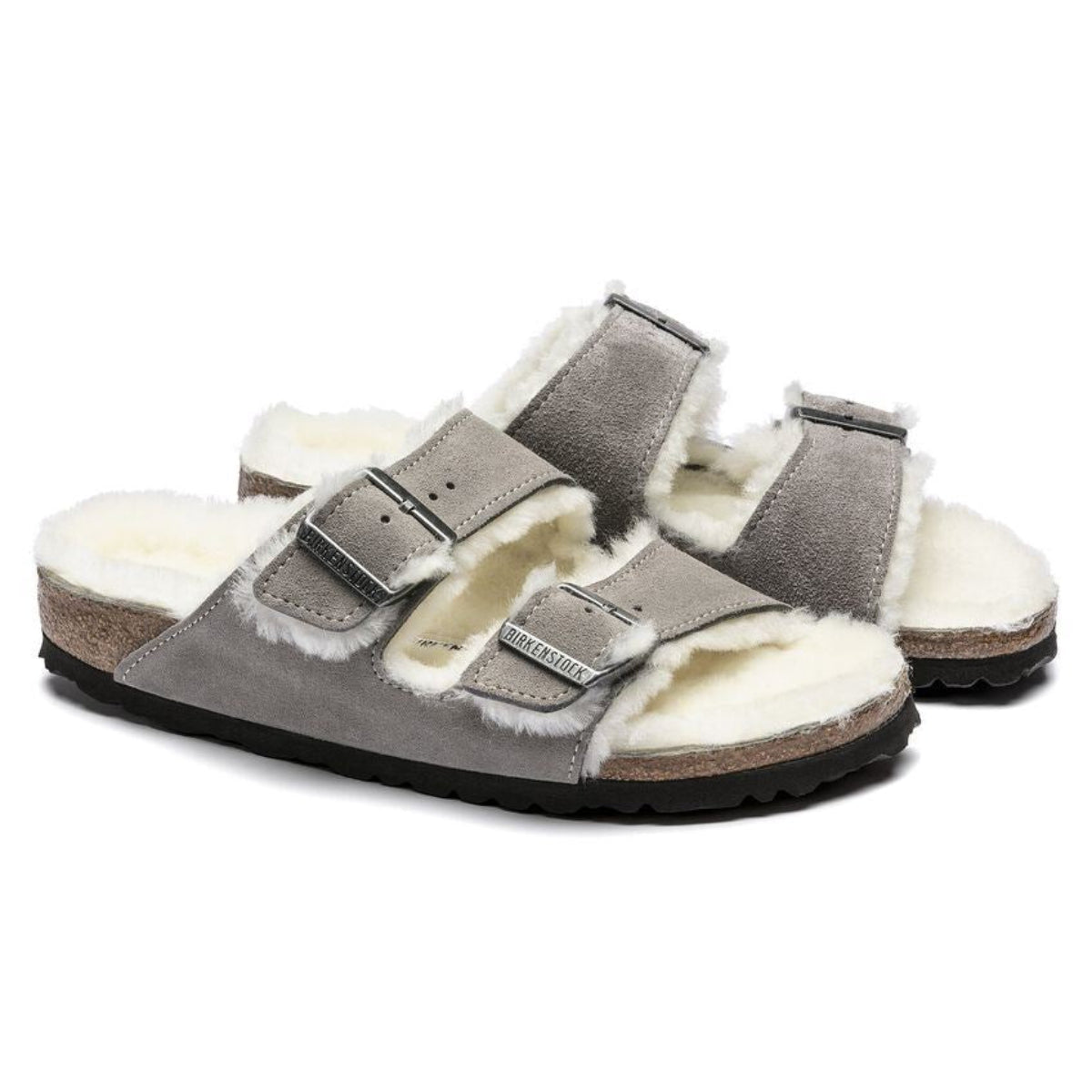 Birkenstock Arizona Shearling Stone Coin כפכפי בירקנשטוק פרוותיות לאישה