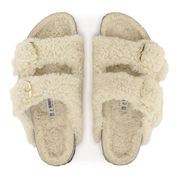 Birkenstock Arizona Big Buckle Teddy Eggshell כפכפי בירקנשטוק מצמר לאישה