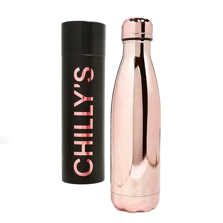 Chilly's Bottles Rose Gold Chrome 500ml בקבוק מים רב פעמי