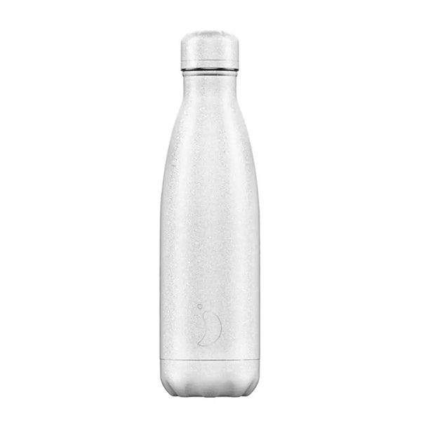 Chilly's Bottles White Glitter 500ml בקבוק מים רב פעמי