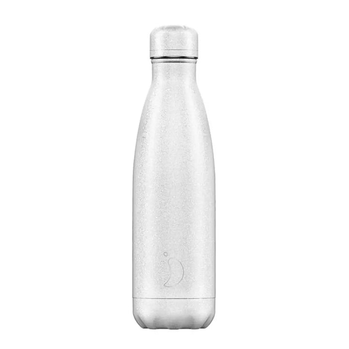 Chilly's Bottles White Glitter 500ml בקבוק מים רב פעמי