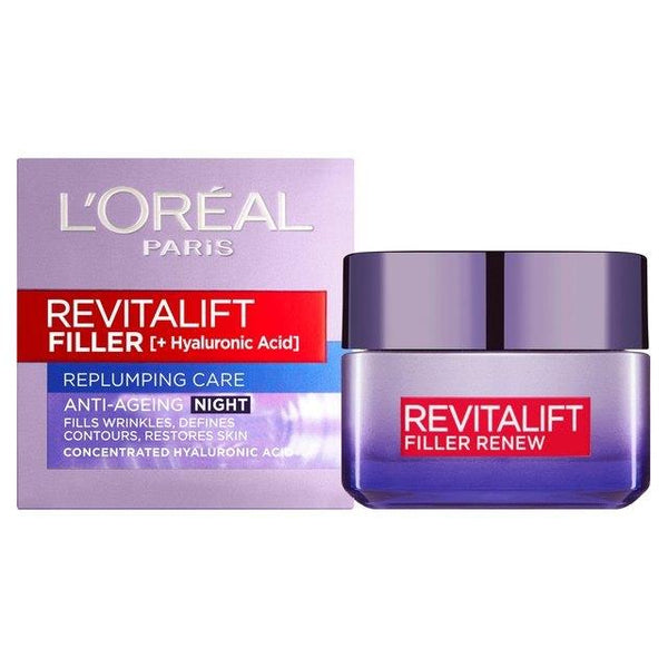 L'Oreal | Revitalift Filler Hyaluronic Acid Deep Replumping Anti Ageing Night Cream | 50ml | קרם לילה לפנים