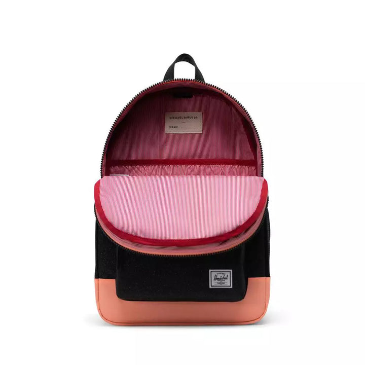 Herschel Heritage Youth XL Black Sparkle/Neon Peach תיק גב הרשל הריטאג' שחור מנצנץ