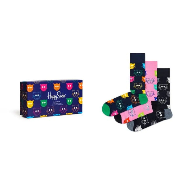 Happy Socks Mixed Cat Gift Set | מארז גרביים חתולים