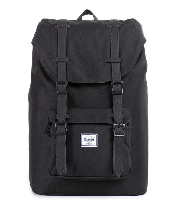 Herschel Little America Mid Vol 13" Black/Black leather תיק גב הרשל 17 ליטר