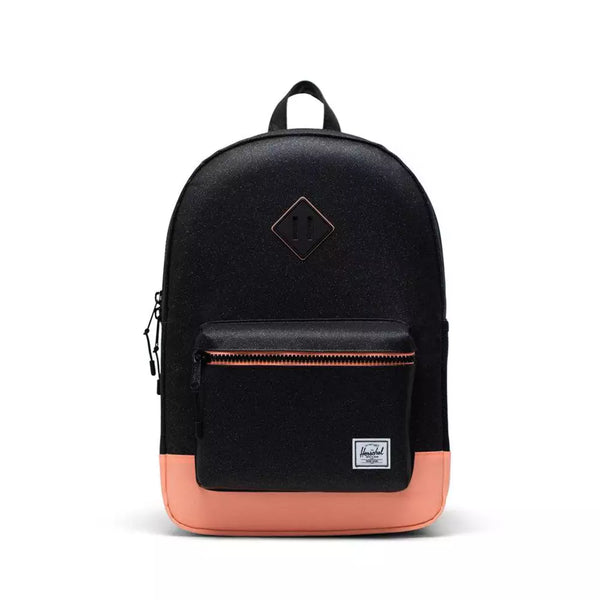 Herschel Heritage Youth XL Black Sparkle/Neon Peach תיק גב הרשל הריטאג' שחור מנצנץ