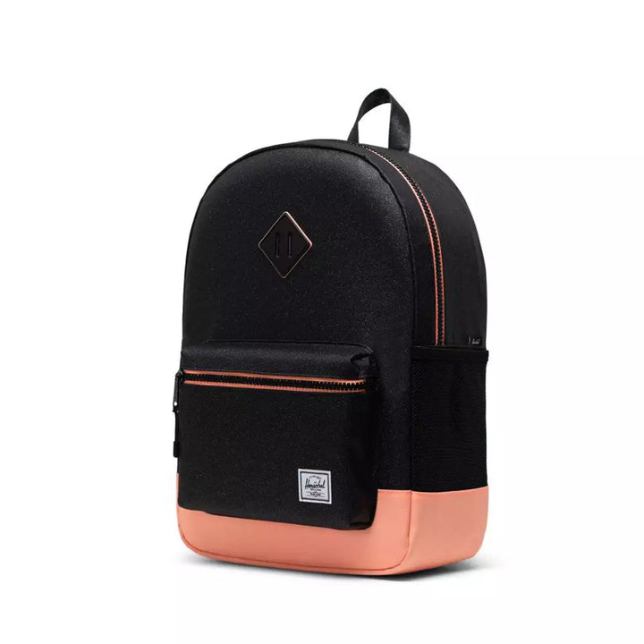 Herschel Heritage Youth XL Black Sparkle/Neon Peach תיק גב הרשל הריטאג' שחור מנצנץ